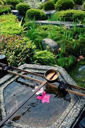 日式园林景观 庭院 水景